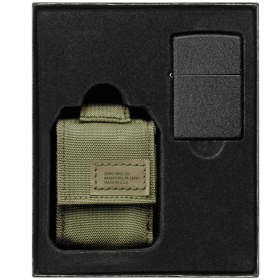 Zippo Modular Pouch And Black Crackle Lighter - Olive