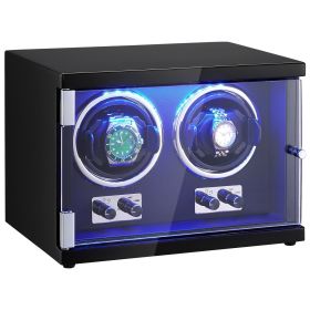 VEVOR Watch Winder, Dual Watch Winder for Men's and Women's Automatic Watch, with 2 Super Quiet Japanese Mabuchi Motors, Blue LED Light and Adapt