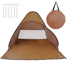 1Pc 2-3Person Beach Tent With Net Window Storage Bag 64.96 X 59.06 X 43.31in Anti-UV Automatic Waterproof For Outdoor Beach Camping Fishing Park Lake (Color: Coffee)