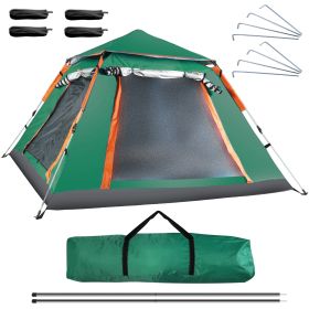 1Pc 4-5 Person Camping Tent With 2 Mosquito Nets Windows Carry Bag Waterproof 7.05x7.05x4.46ft For Hiking Climbing Adventure Fishing Fedex Shipping (Color: Green)