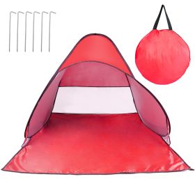 1Pc 2-3Person Beach Tent With Net Window Storage Bag 64.96 X 59.06 X 43.31in Anti-UV Automatic Waterproof For Outdoor Beach Camping Fishing Park Lake (Color: Red)