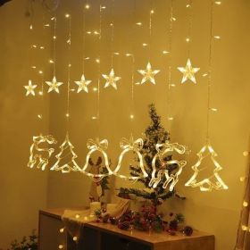 Led Christmas Elk Curtain Light Ice Strip Light Holiday Lights Red Bedroom Room Window Decorative Light String (Color: warm white1)
