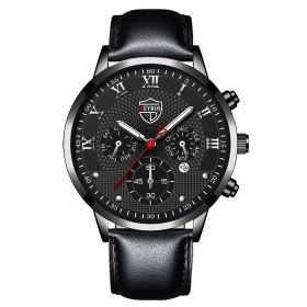 Fashion Mens Watches for Men Sports Luminous Clock Stainless Steel Quartz Wrist Watch Man Business Leather Watch montre homme (Color: Leather Black Silver, size: 1)