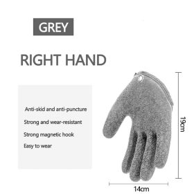 Fishing Gloves Anti-Slip Protect Hand from Puncture Scrapes Fisherman Professional Catch Fish Latex Hunting Gloves Left/Right (Color: Right Grey, Ships From: CN)