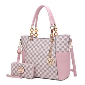 MKF Collection Merlina 2 PCS Women Tote Handbag with Wallet by Mia k (Color: Pink, material: Vegan Leather)
