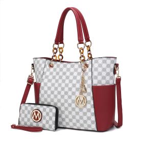 MKF Collection Merlina 2 PCS Women Tote Handbag with Wallet by Mia k (Color: Red, material: Vegan Leather)