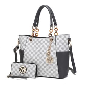 MKF Collection Merlina 2 PCS Women Tote Handbag with Wallet by Mia k (Color: Charcoal, material: Vegan Leather)