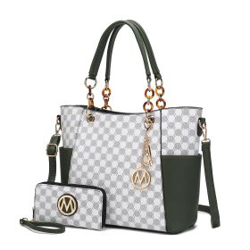 MKF Collection Merlina 2 PCS Women Tote Handbag with Wallet by Mia k (Color: Olive, material: Vegan Leather)