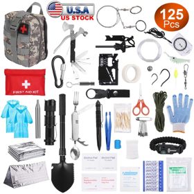 125 In 1 Survival Kit, Professional Survival Equipment, Equipment, Tools, First Aid Supplies, For SOS Emergency Tactical Hiking, Hunting, Disaster, Ca (Option: 125in1survival kit)